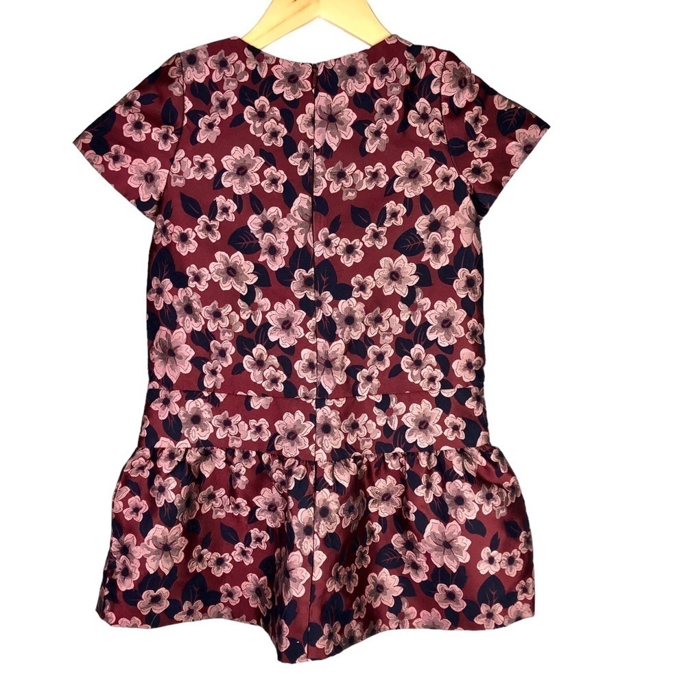 Brooks Brothers girl's formal dress floral jacquard wine pink navy drop waist 8 - Picture 2 of 7